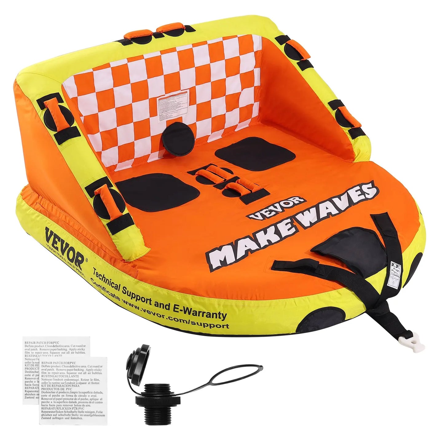 Towable Boating Tube For 1 2 Riders With Deck Seats