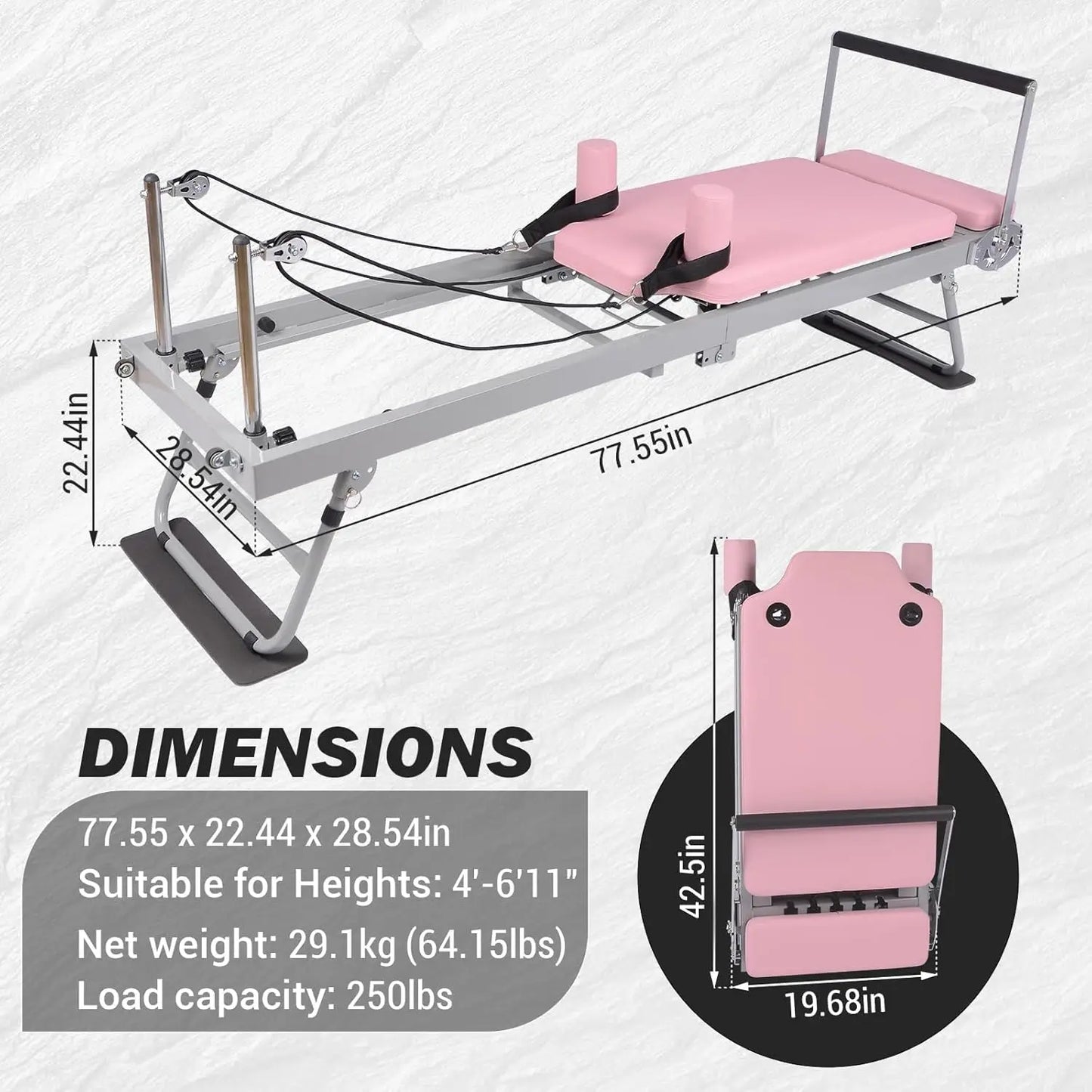 HiMISSH Pilates Reformer Foldable Home Gym Equipment