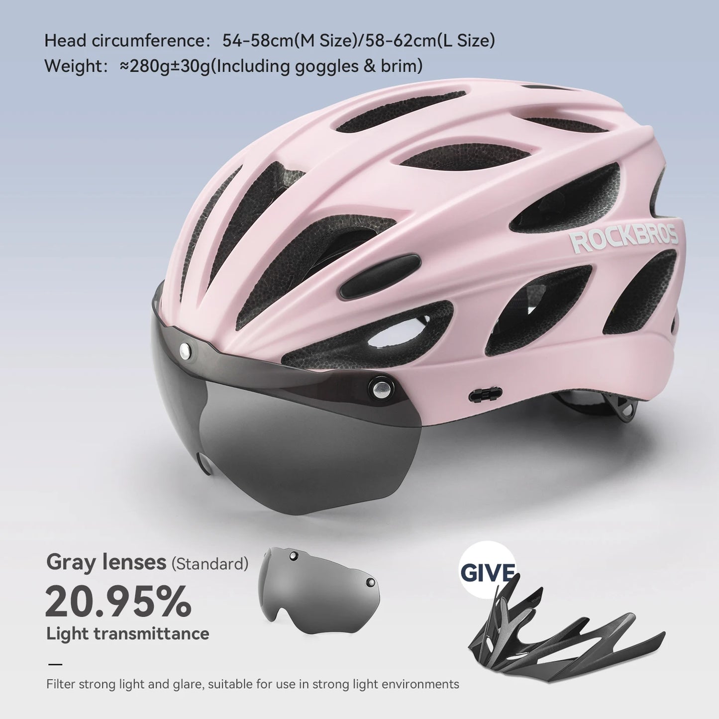 ROCKBROS Cycling Helmet With Goggles Lightweight Integrated MTB Road