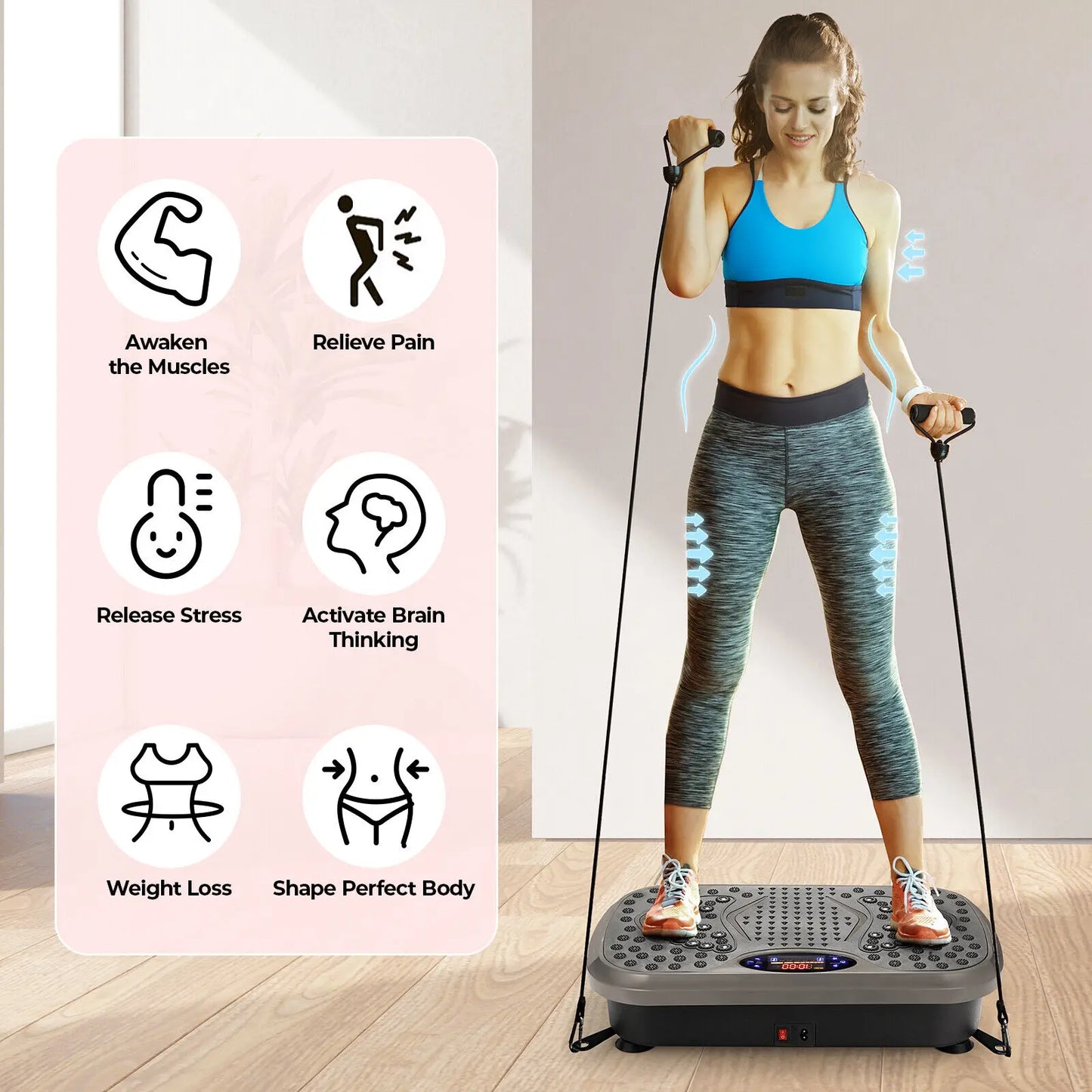 Homfa Vibration Plate Exercise Machine With Loop Bands