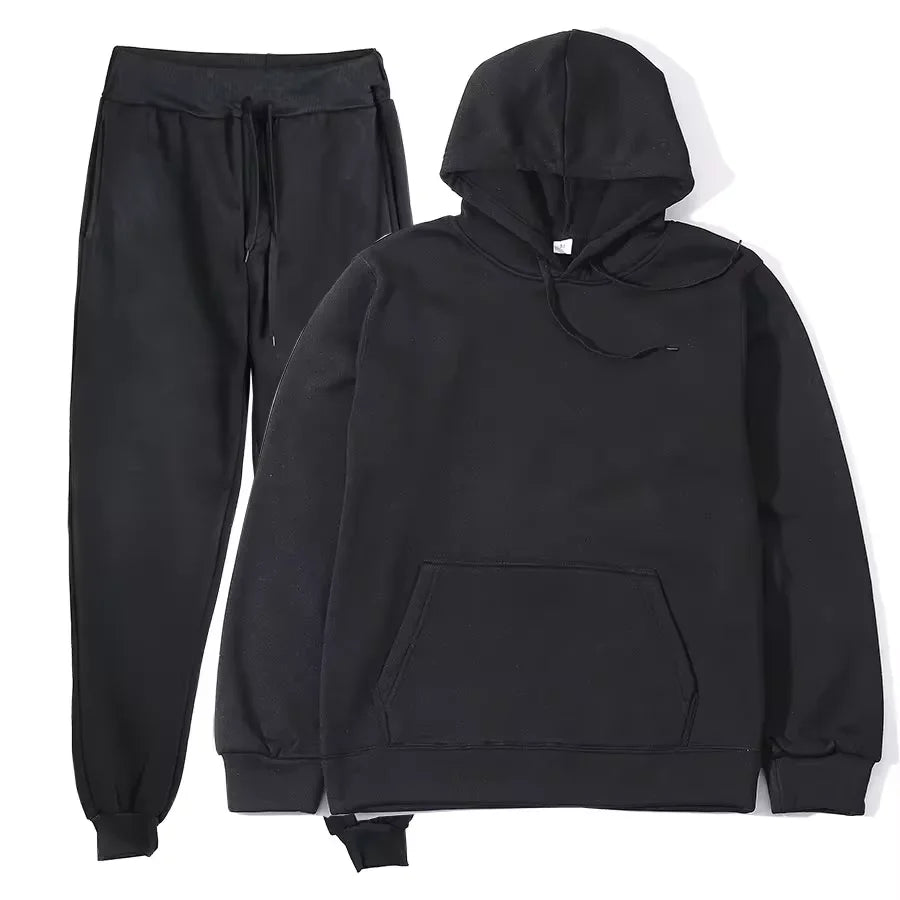 NONECN Winter Women Tracksuit Hoodie Sweatpants Set