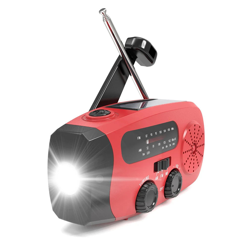 Electric Portable Solar Hand Crank Radio USB Charger LED