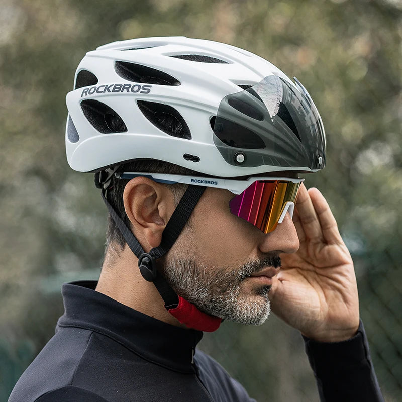 ROCKBROS Cycling Helmet With Goggles Lightweight Integrated MTB Road