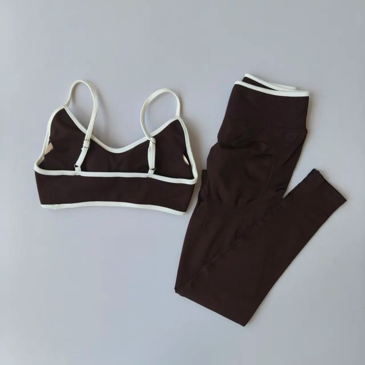 Two Piece Strappy Seamless Sports Bra And High Waist Leggings Set For Women