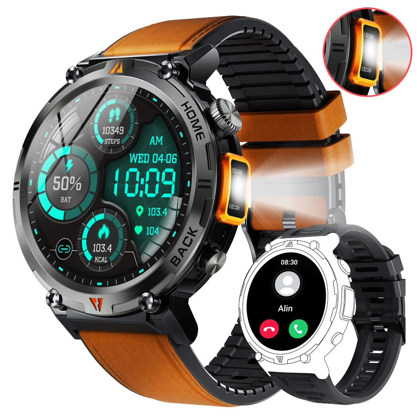 EIGIIS KE3 Smartwatch for Men with Health Monitor and Bluetooth